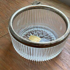 Vintage Lead Crystal Deeply Cut Glass England Small Bowl Silver Plated Rim